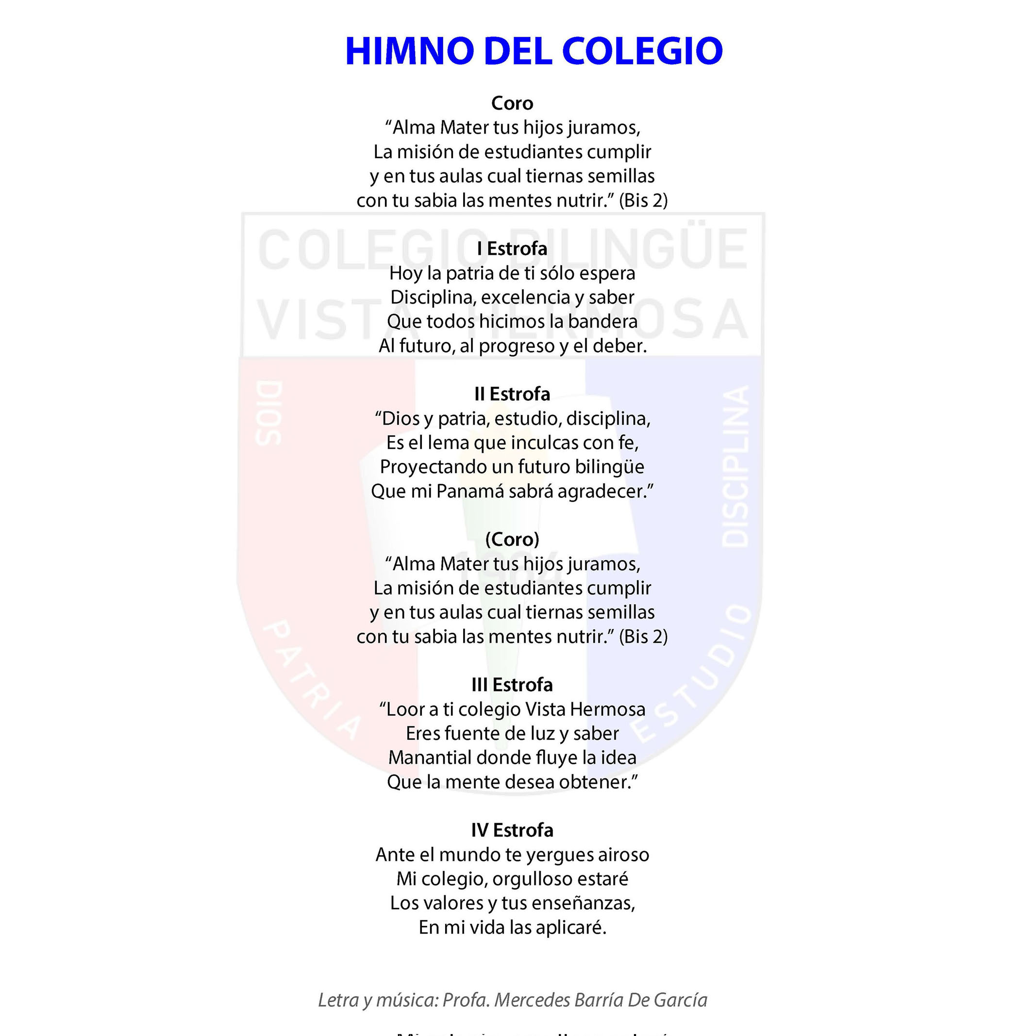 Himno Del Colegio Colegio Bilingue Vista Hermosa
